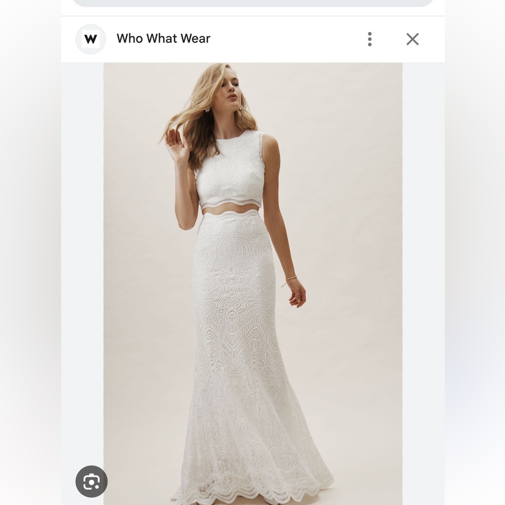 BHLDN White Lace 2 piece Wedding Dress